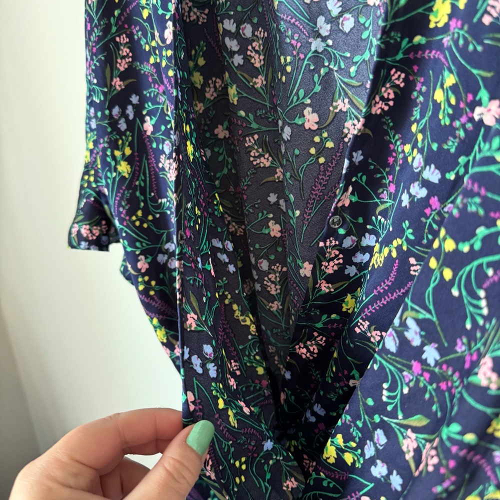 Victoria’s Secret Pink Label Floral Sleep Romper Size Medium Pajamas Navy Blue - Picture 6 of 12